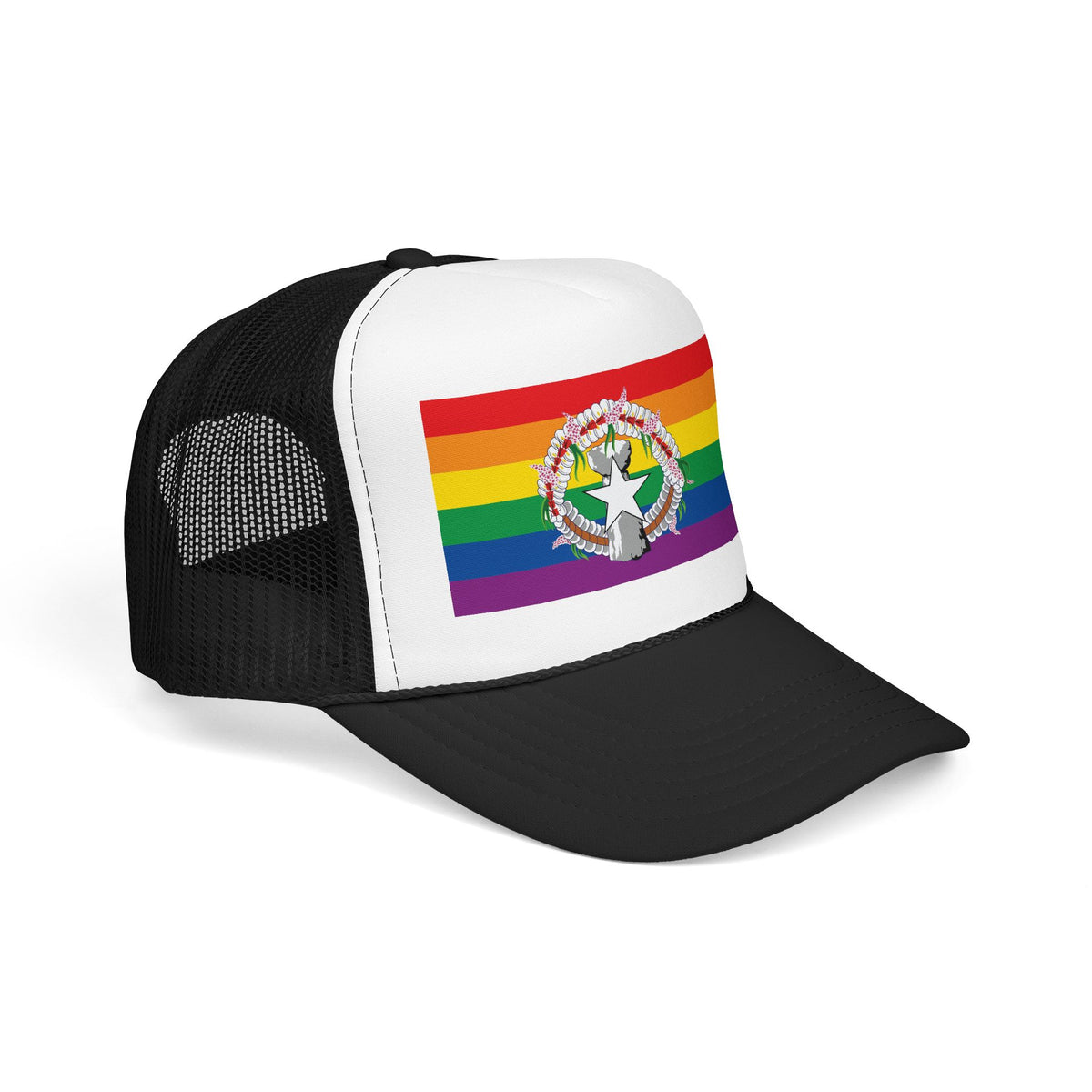 Northern Mariana Islands Rainbow Pride Flag "UNITED" Printed Foam Trucker Hat, Several Color Options