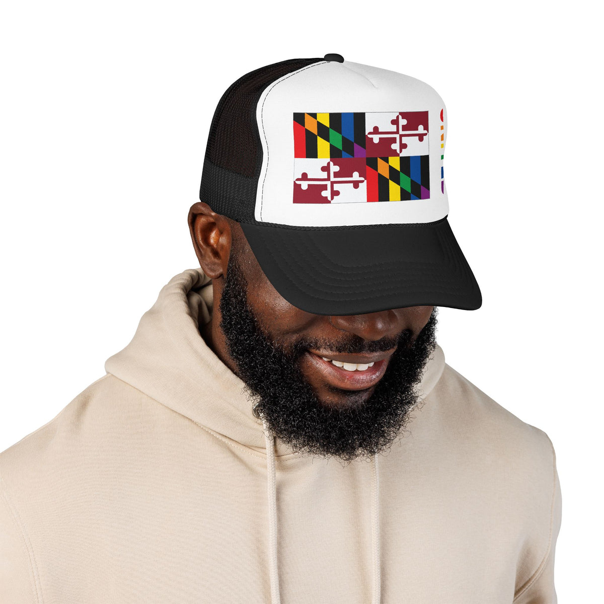 Maryland Rainbow Pride Flag "UNITED" Printed Foam Trucker Hat, Several Color Options