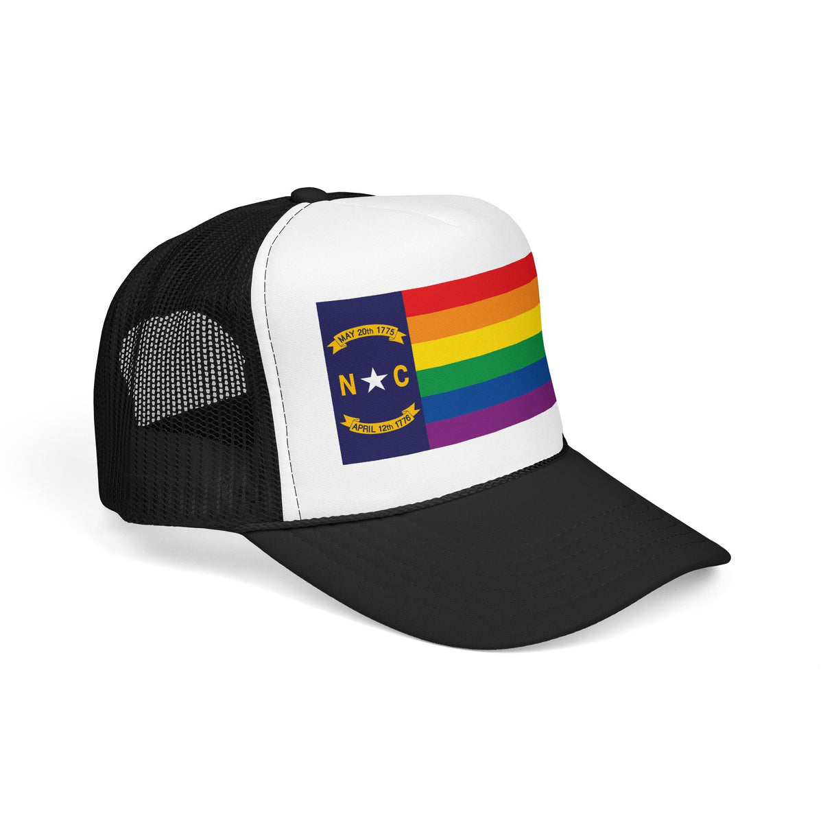North Carolina Rainbow Pride Flag "UNITED" Printed Foam Trucker Hat, Several Color Options