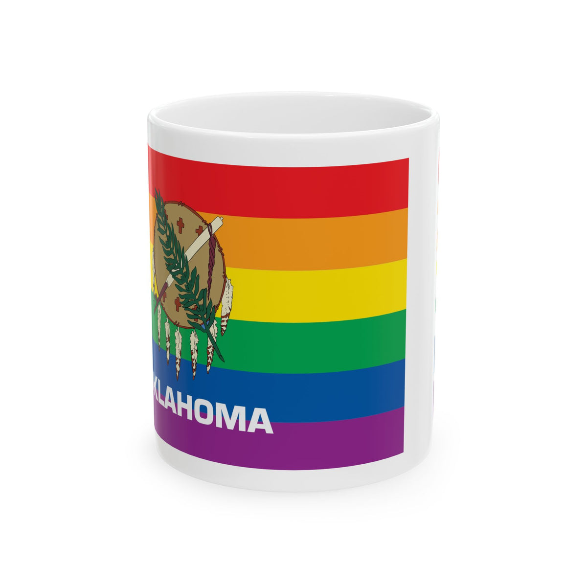 Oklahoma Rainbow Pride Flag "UNITED" Ceramic Mug