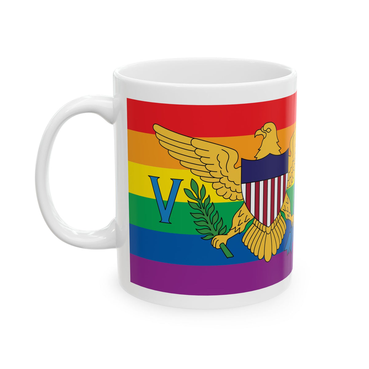 U.S. Virgin Islands Rainbow Pride Flag "UNITED" Ceramic Mug