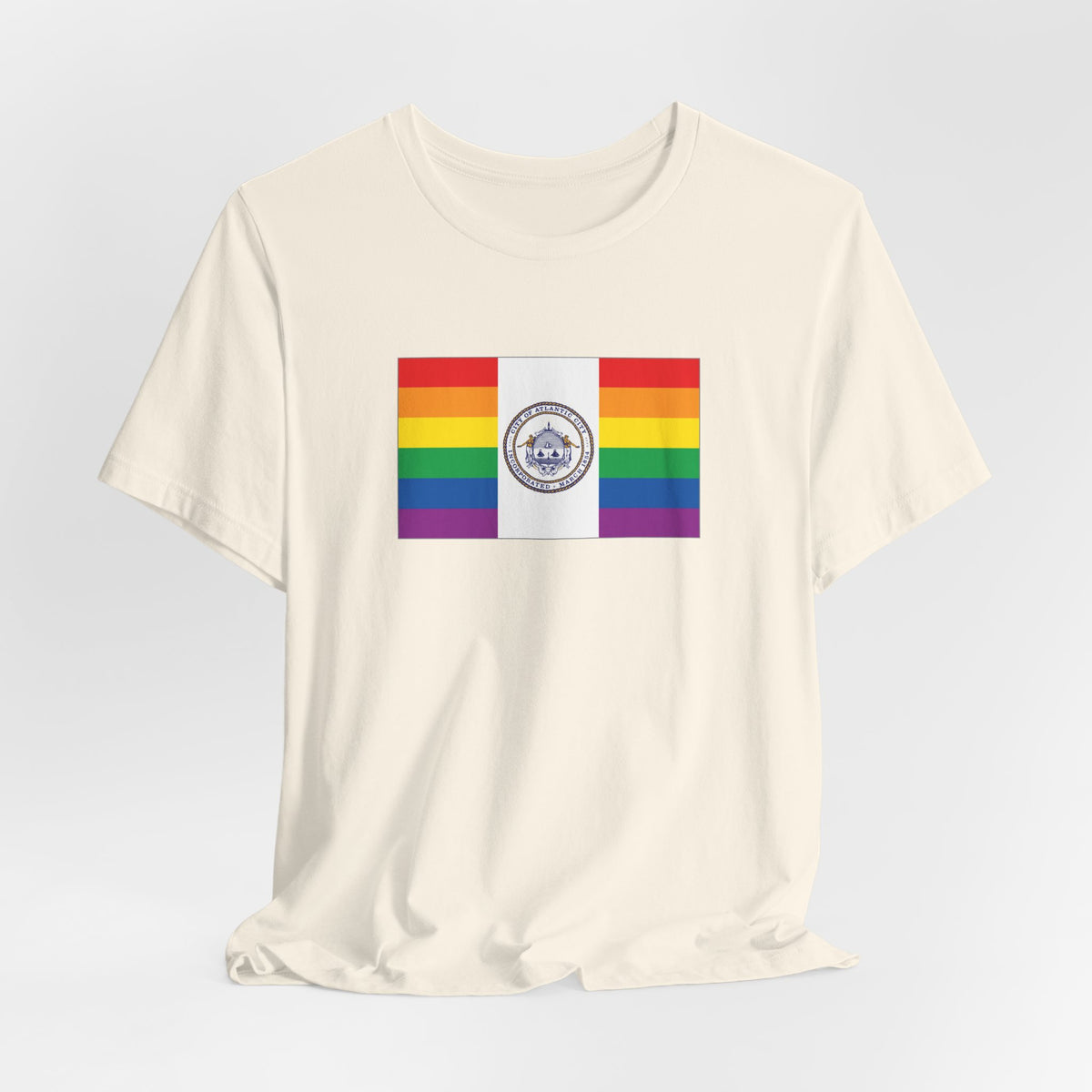 Atlantic City, New Jersey Rainbow Pride Flag T-shirt, Several Color Options