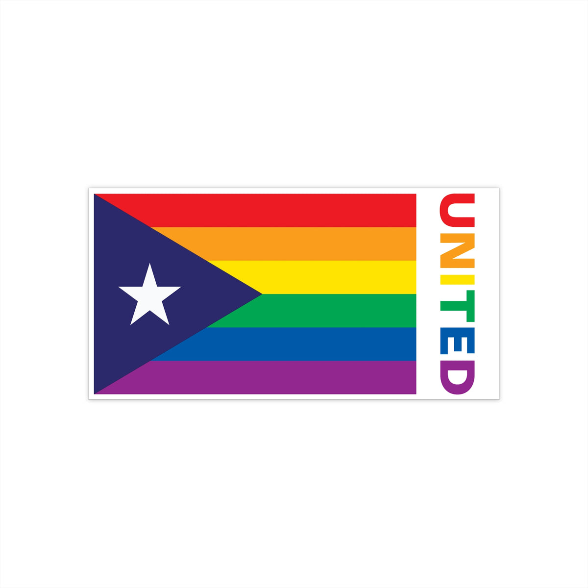 Puerto Rico Rainbow Pride Flag "UNITED" Bumper Sticker