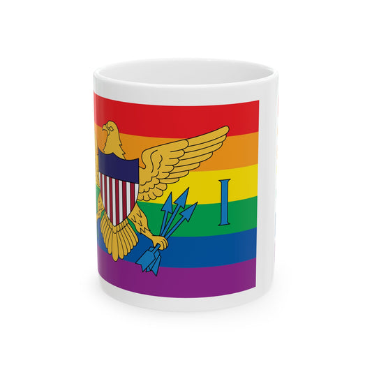 U.S. Virgin Islands Rainbow Pride Flag "UNITED" Ceramic Mug