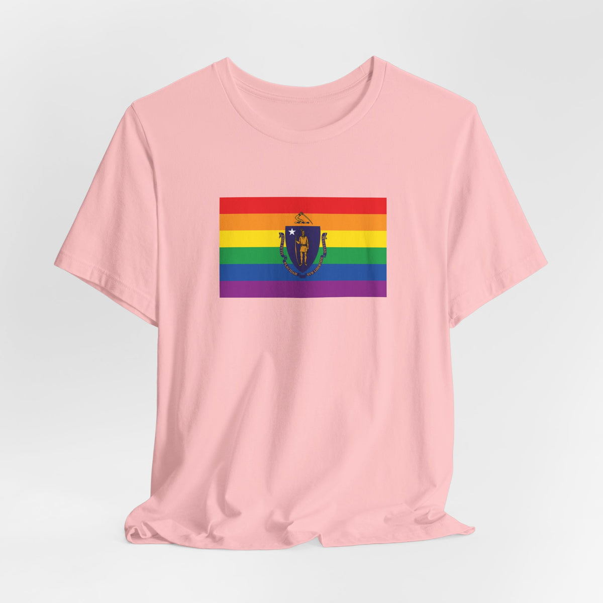Massachusetts Rainbow Pride Flag T-shirt, Several Color Options