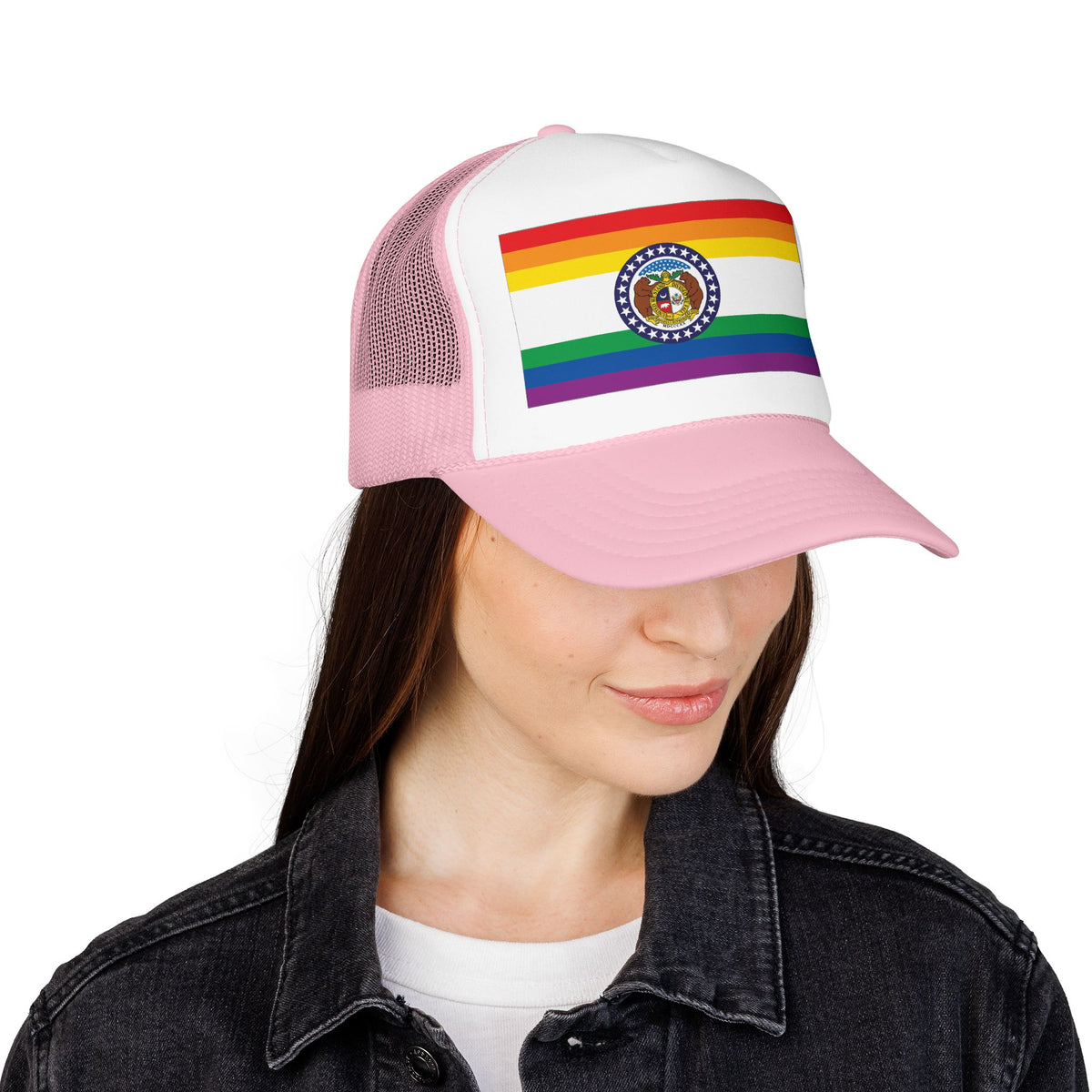 Missouri Rainbow Pride Flag "UNITED" Printed Foam Trucker Hat, Several Color Options