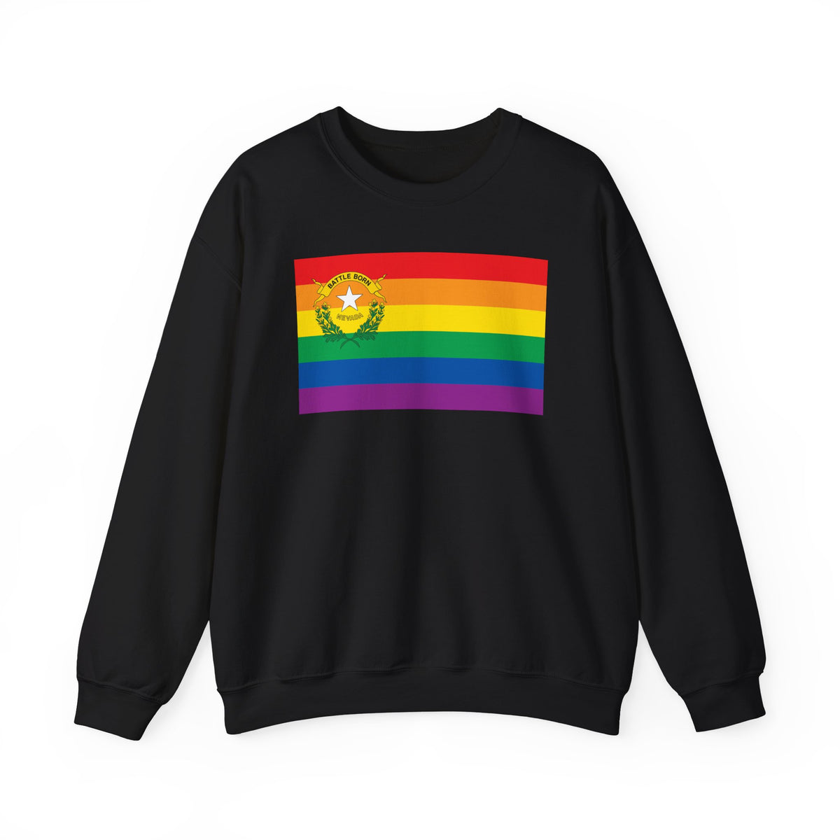 Nevada Rainbow Pride Flag Unisex Crewneck Sweatshirt, White, Black or Light Pink