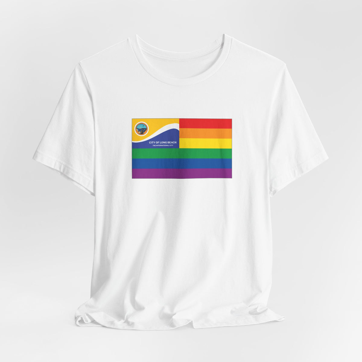 Long Beach, California Rainbow Pride Flag T-shirt, Several Color Options