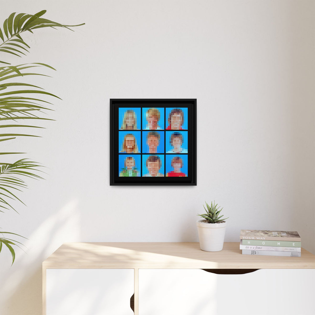 America's Iconic Mid-Century TV Family, Abstract Portrait Collage Art, Matte Canvas, Framed (Multi-color options)