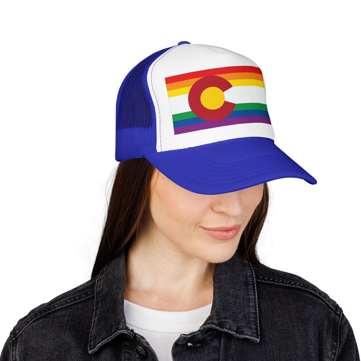 Colorado Rainbow Pride Flag "UNITED" Printed Foam Trucker Hat, Several Color Options