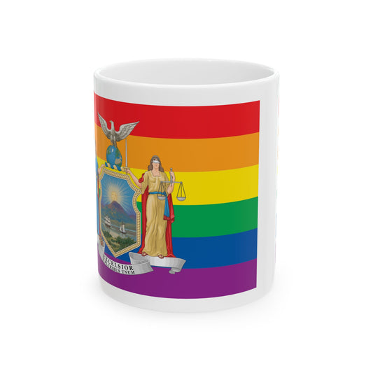 New York Rainbow Pride Flag "UNITED" Ceramic Mug