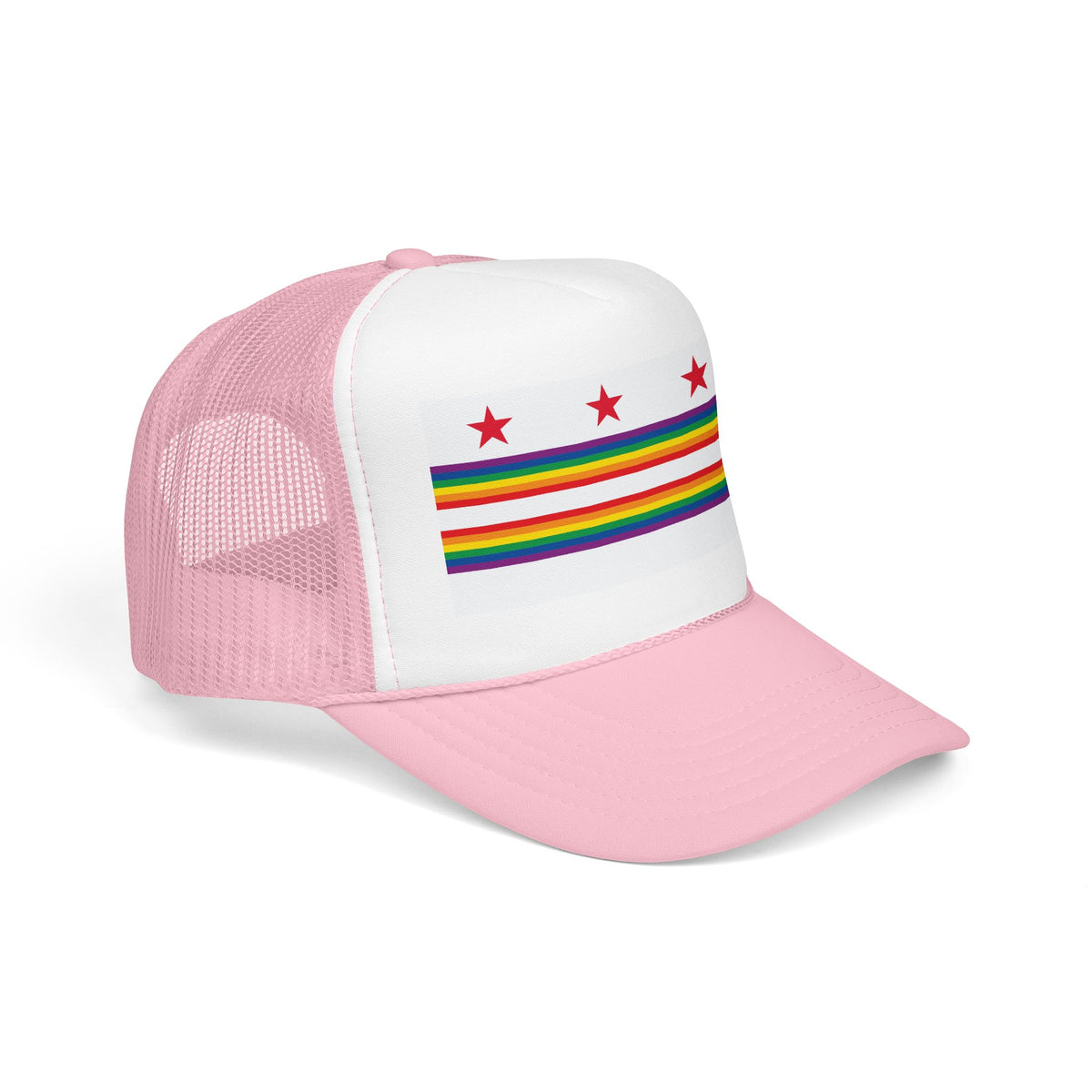 Washington, D.C. Rainbow Pride Flag "UNITED" Printed Foam Trucker Hat, Several Color Options