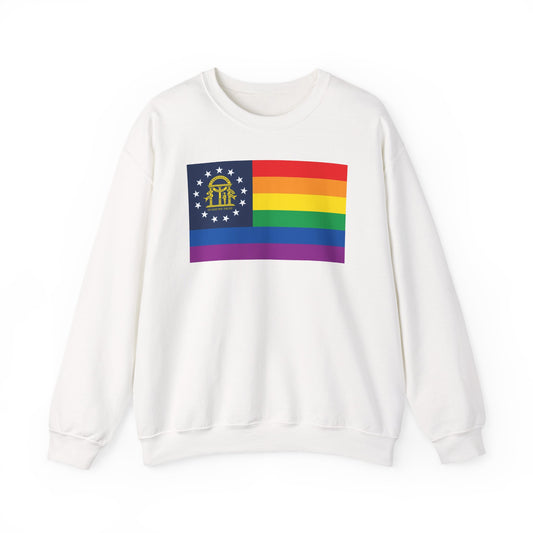 Georgia Rainbow Pride Flag Unisex Crewneck Sweatshirt, White, Black or Light Pink