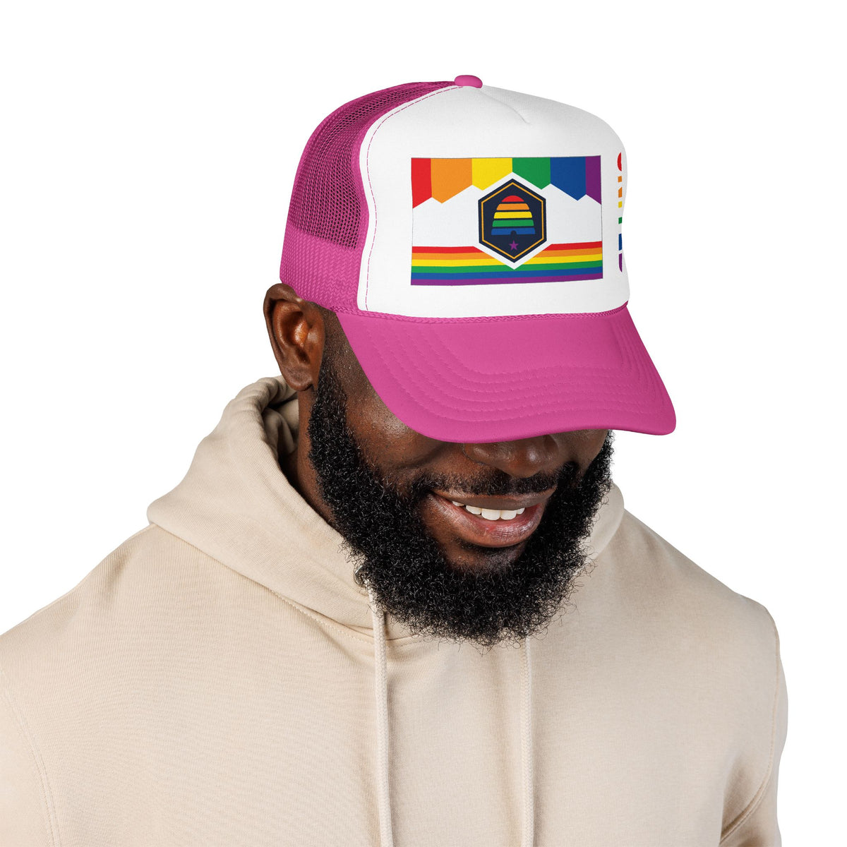 Utah Rainbow Pride Flag "UNITED" Printed Foam Trucker Hat, Several Color Options