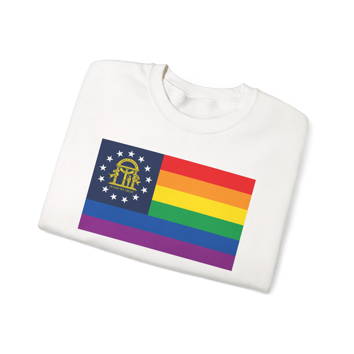 Georgia Rainbow Pride Flag Unisex Crewneck Sweatshirt, White, Black or Light Pink