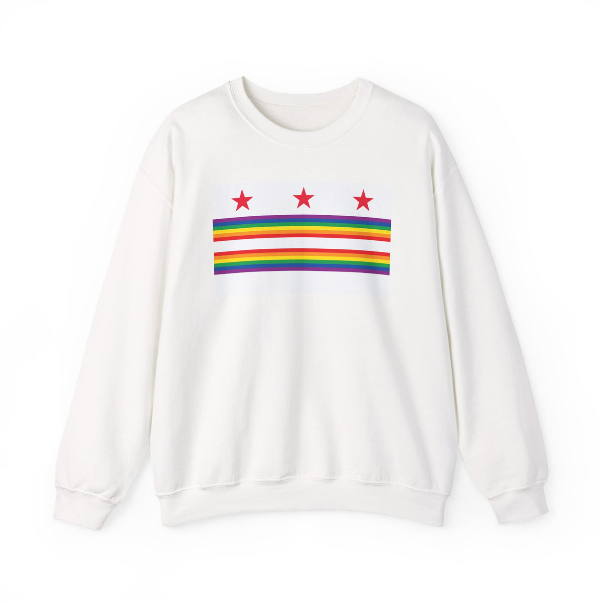 Washington, D.C. Rainbow Pride Flag Unisex Crewneck Sweatshirt, White, Black or Light Pink