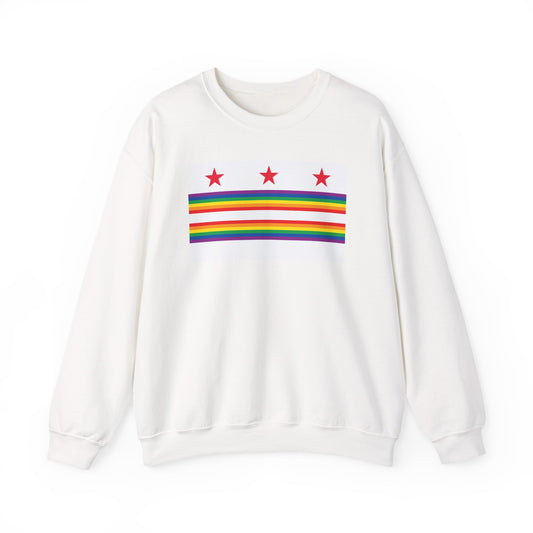 Washington, D.C. Rainbow Pride Flag Unisex Crewneck Sweatshirt, White, Black or Light Pink