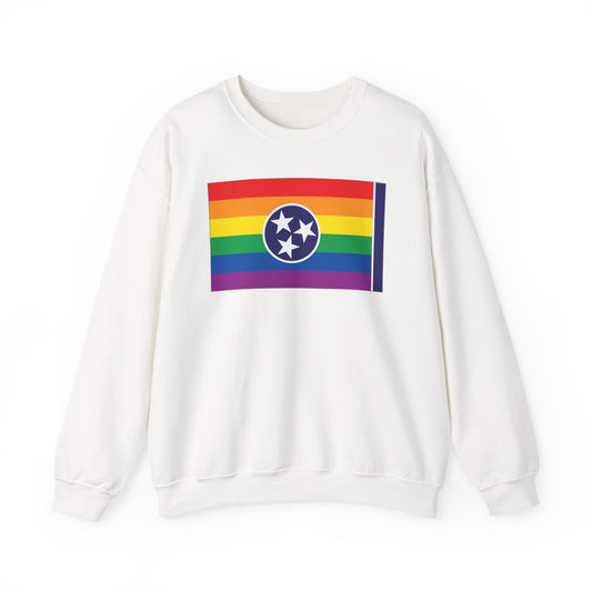 Tennessee Rainbow Pride Flag Unisex Crewneck Sweatshirt, White, Black or Light Pink
