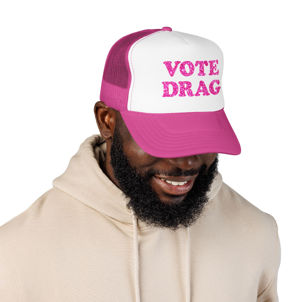 VOTE DRAG Trucker Cap, Drag Visibility & Creative Freedom Statement Hat