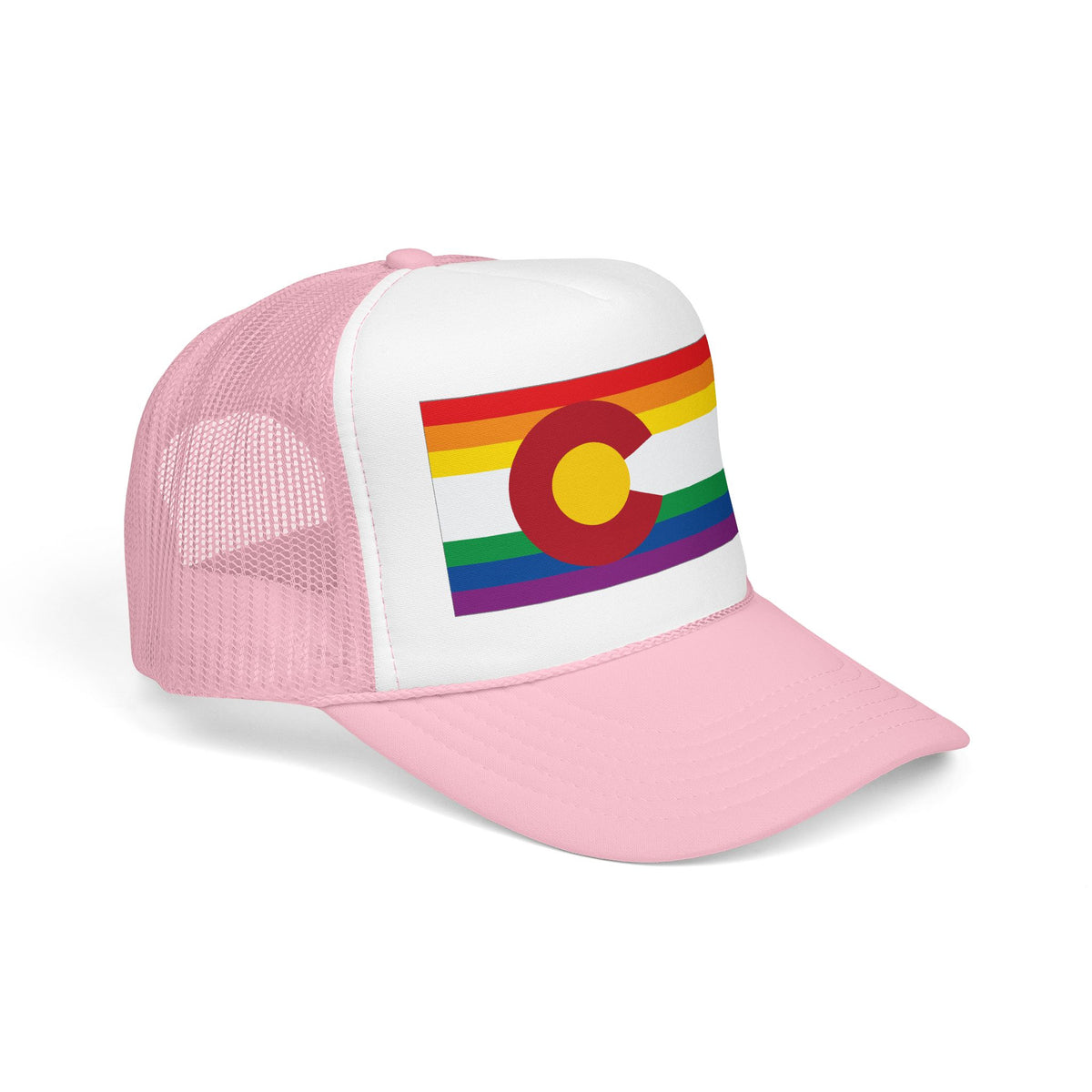 Colorado Rainbow Pride Flag "UNITED" Printed Foam Trucker Hat, Several Color Options