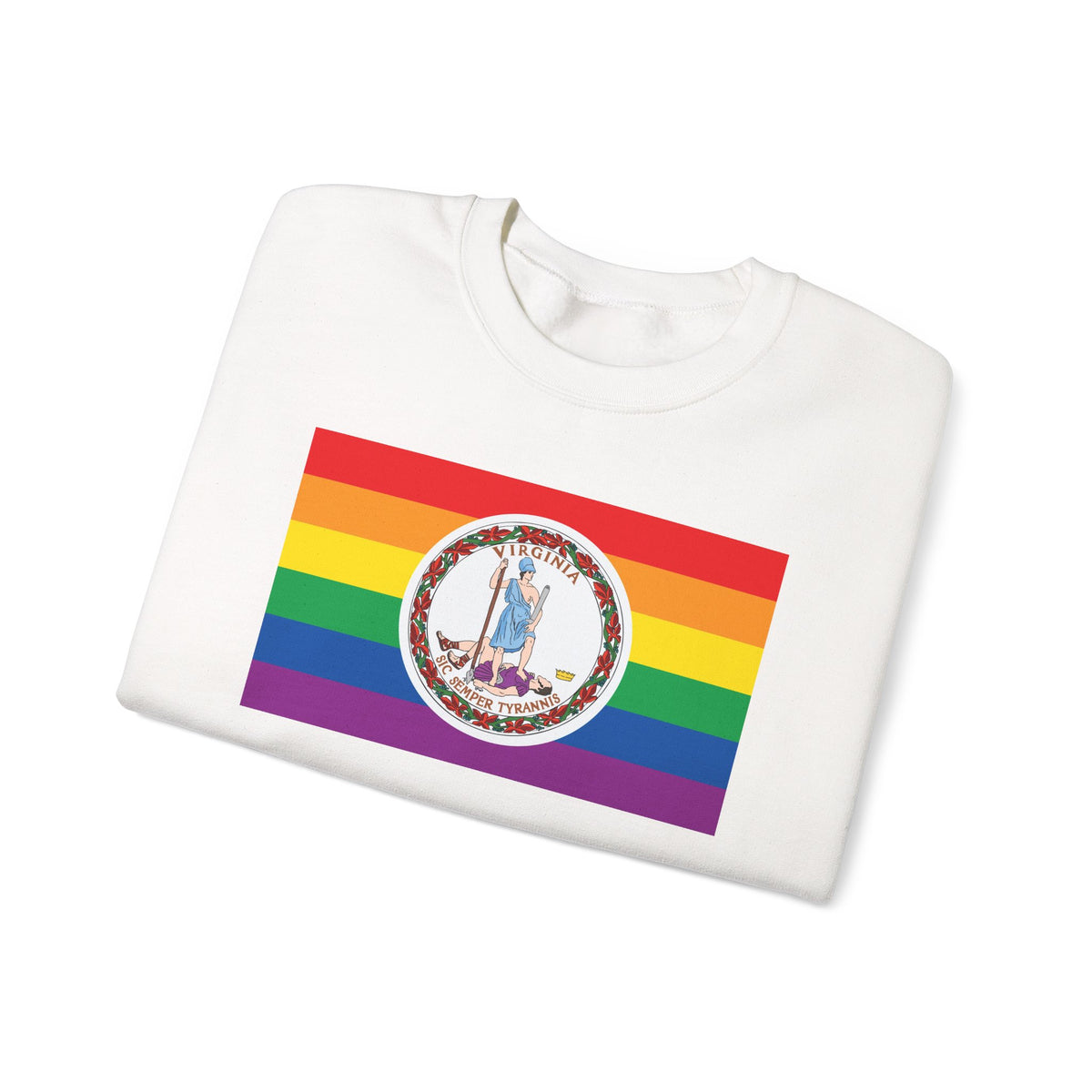 Virginia Rainbow Pride Flag Unisex Crewneck Sweatshirt, White, Black or Light Pink