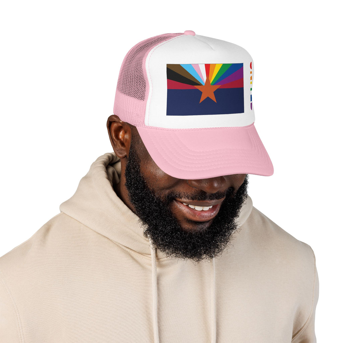 Arizona Rainbow Pride Flag "UNITED" Printed Foam Trucker Hat, Several Color Options