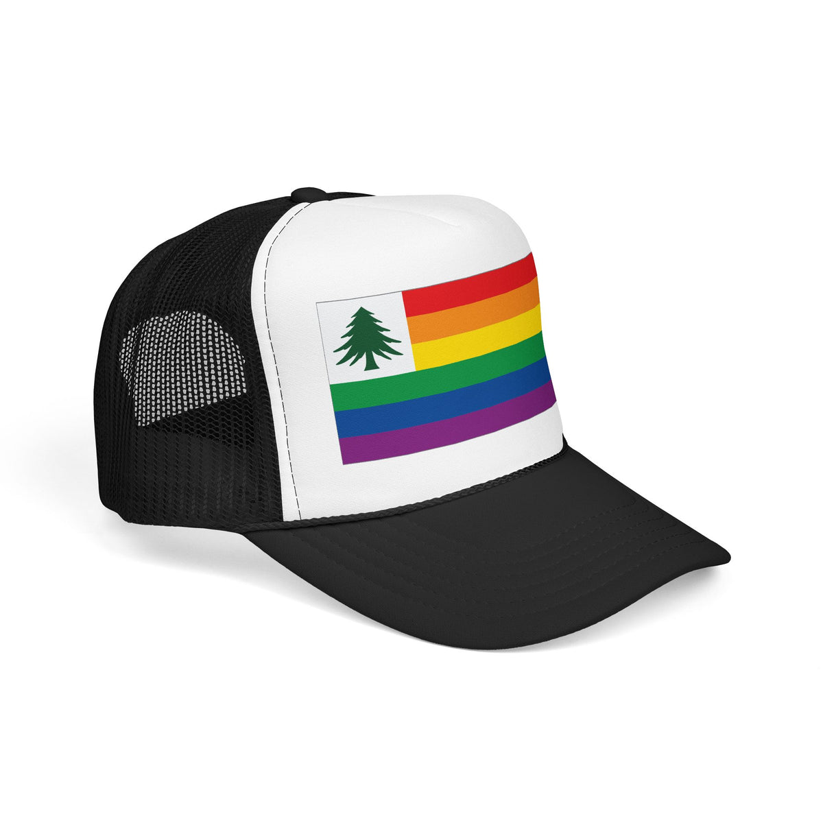 New England Rainbow Pride Flag "UNITED" Printed Foam Trucker Hat, Several Color Options