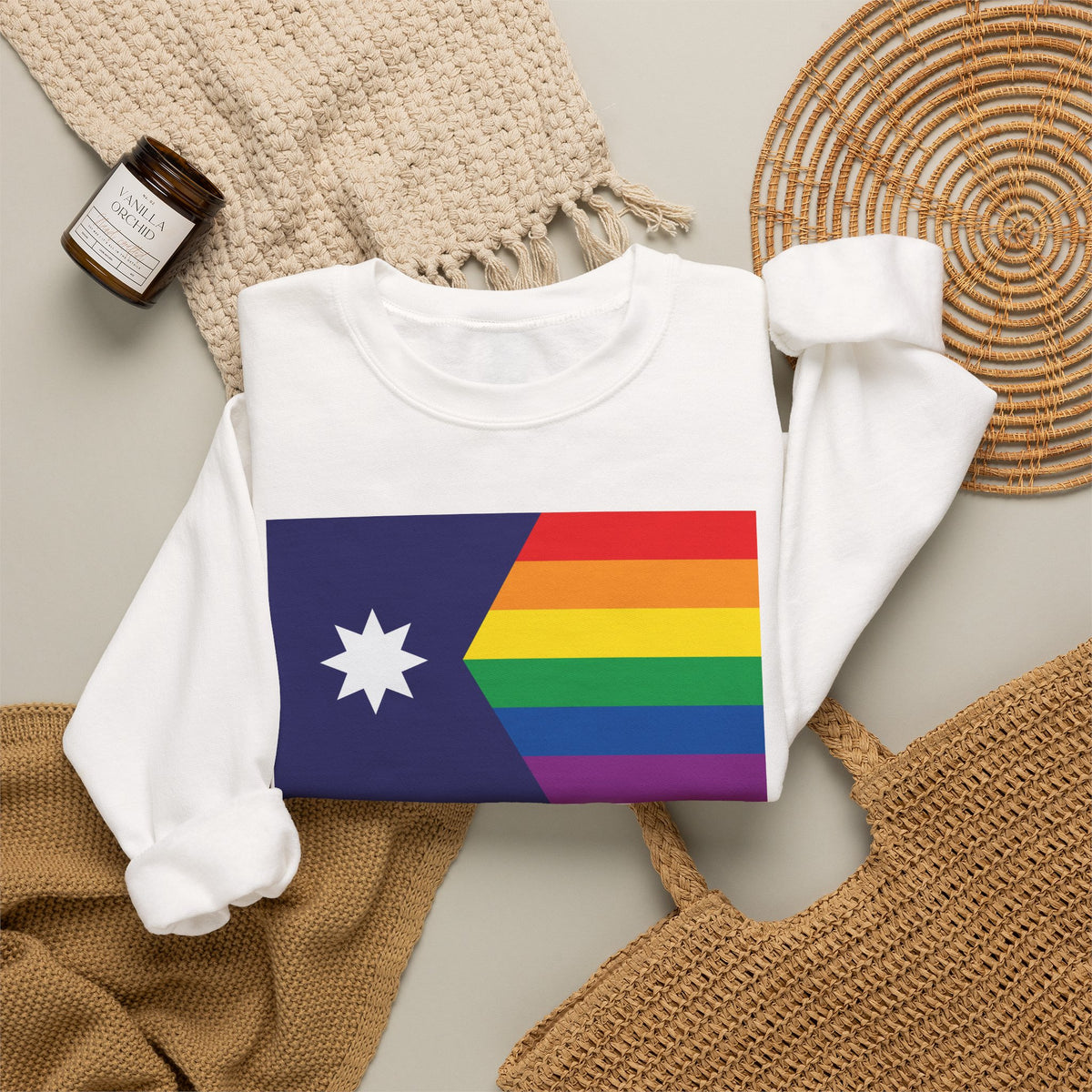 Minnesota Rainbow Pride Flag Unisex Crewneck Sweatshirt, White, Black or Light Pink