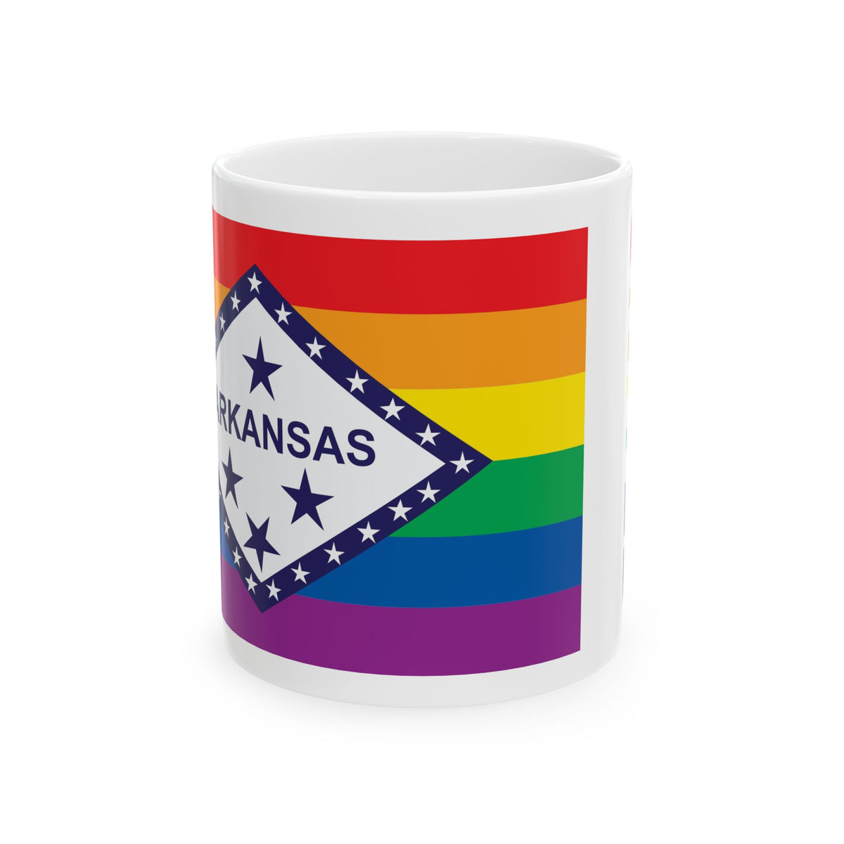 Arkansas Rainbow Pride Flag "UNITED" Ceramic Mug