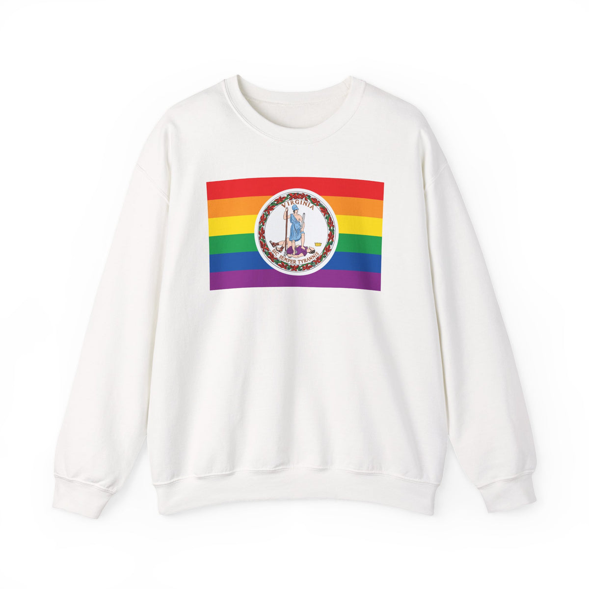 Virginia Rainbow Pride Flag Unisex Crewneck Sweatshirt, White, Black or Light Pink