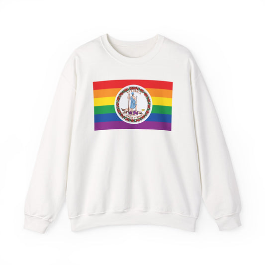 Virginia Rainbow Pride Flag Unisex Crewneck Sweatshirt, White, Black or Light Pink