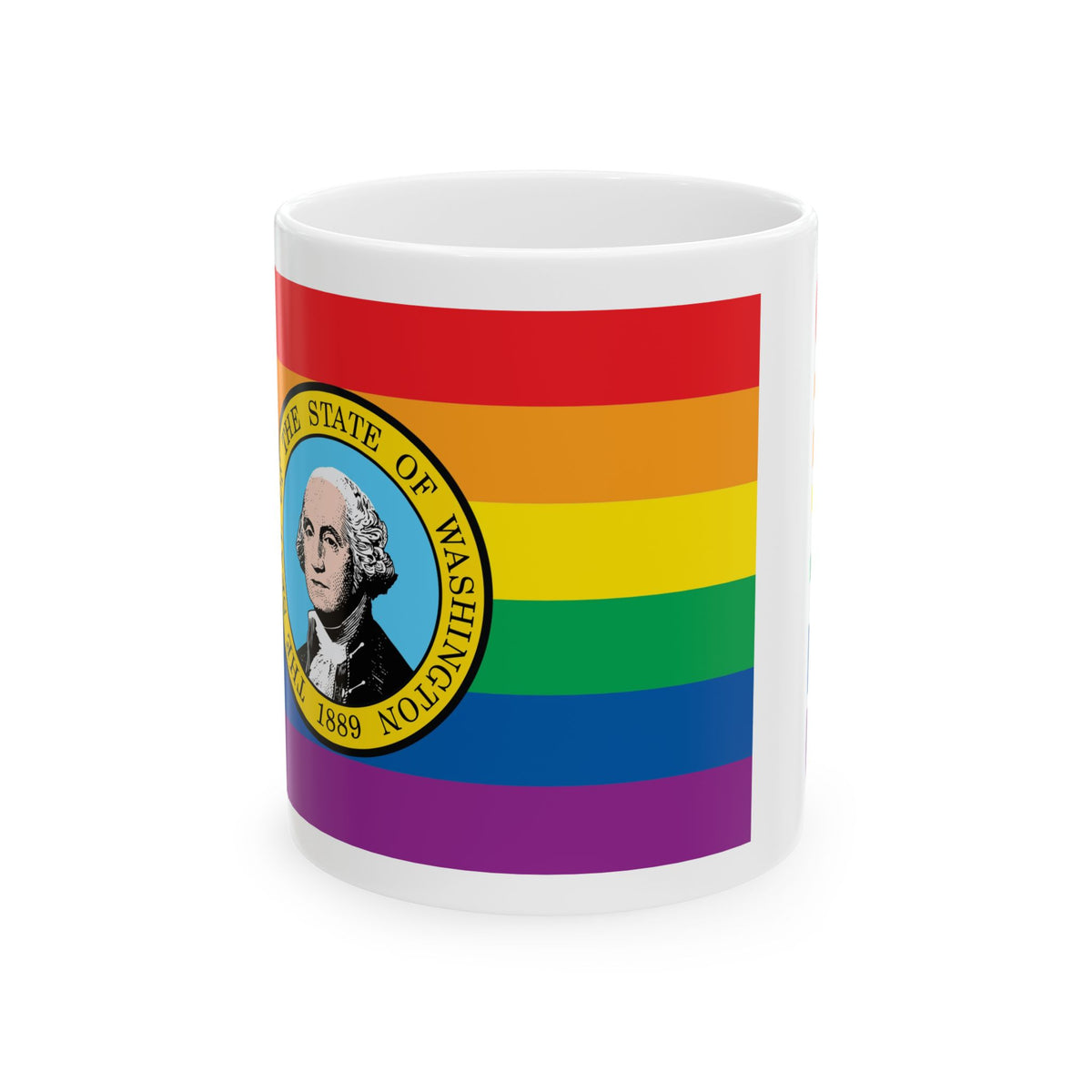 Washington Rainbow Pride Flag "UNITED" Ceramic Mug