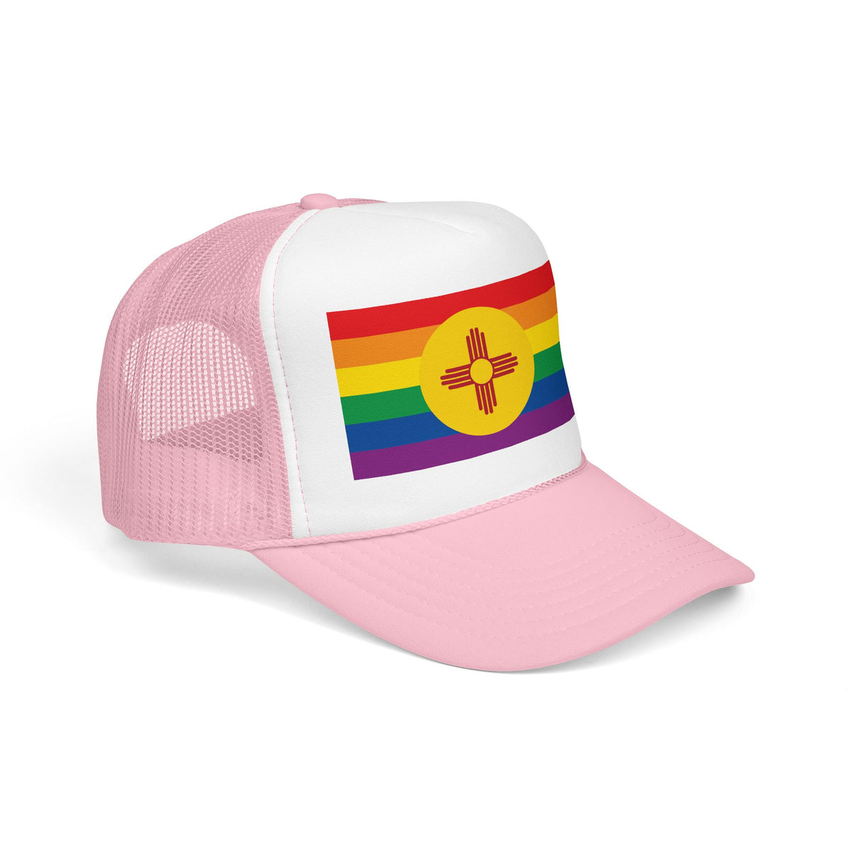 New Mexico Rainbow Pride Flag "UNITED" Printed Foam Trucker Hat, Several Color Options