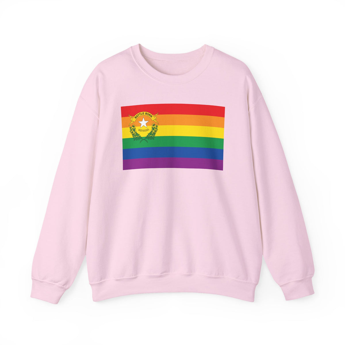 Nevada Rainbow Pride Flag Unisex Crewneck Sweatshirt, White, Black or Light Pink