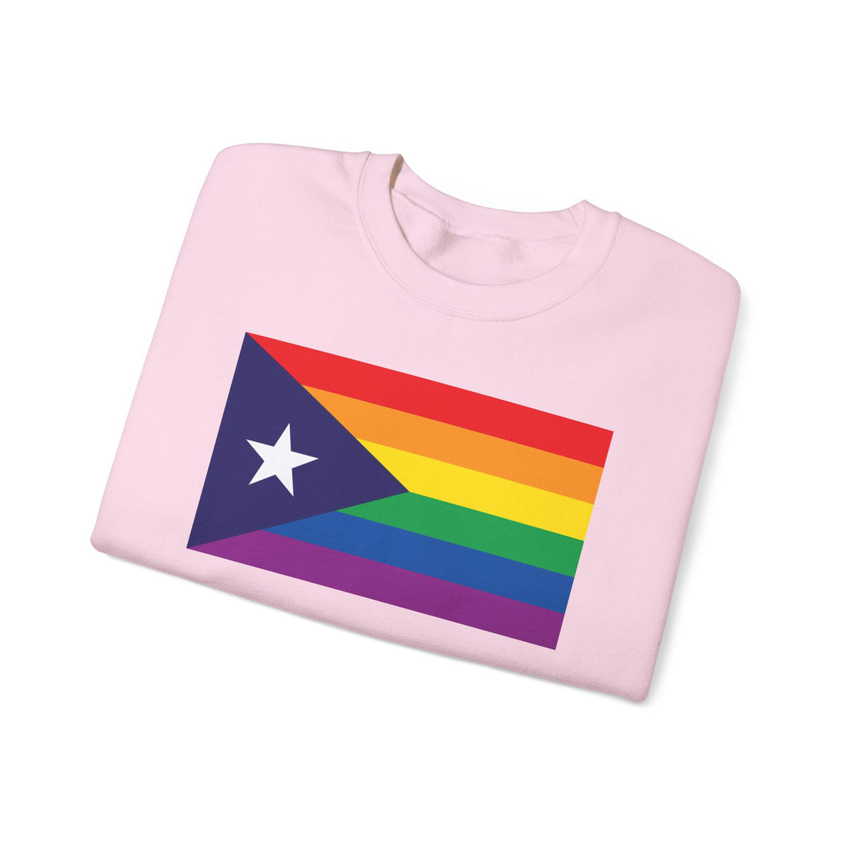 Puerto Rico Rainbow Pride Flag Unisex Crewneck Sweatshirt, White, Black or Light Pink