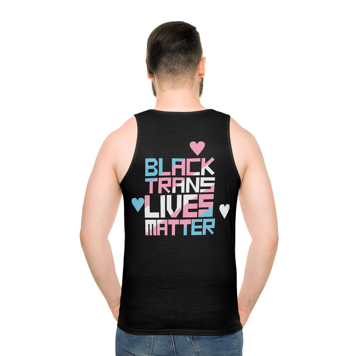 BLACK TRANS LIVES MATTER Tank Top - San Francisco Tenderloin Deco on Black