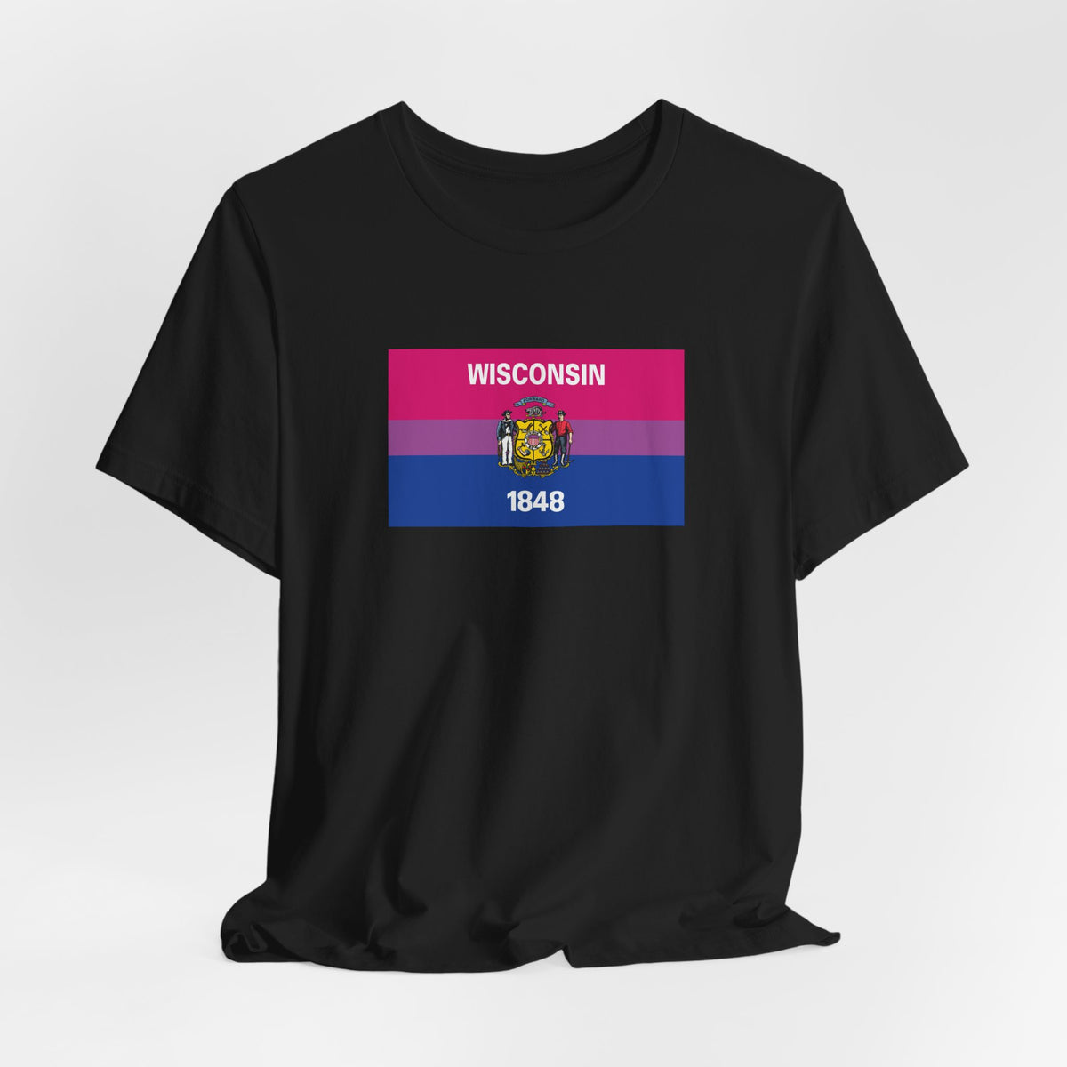 Wisconsin Bisexual Pride Flag T-shirt, Several Color Options