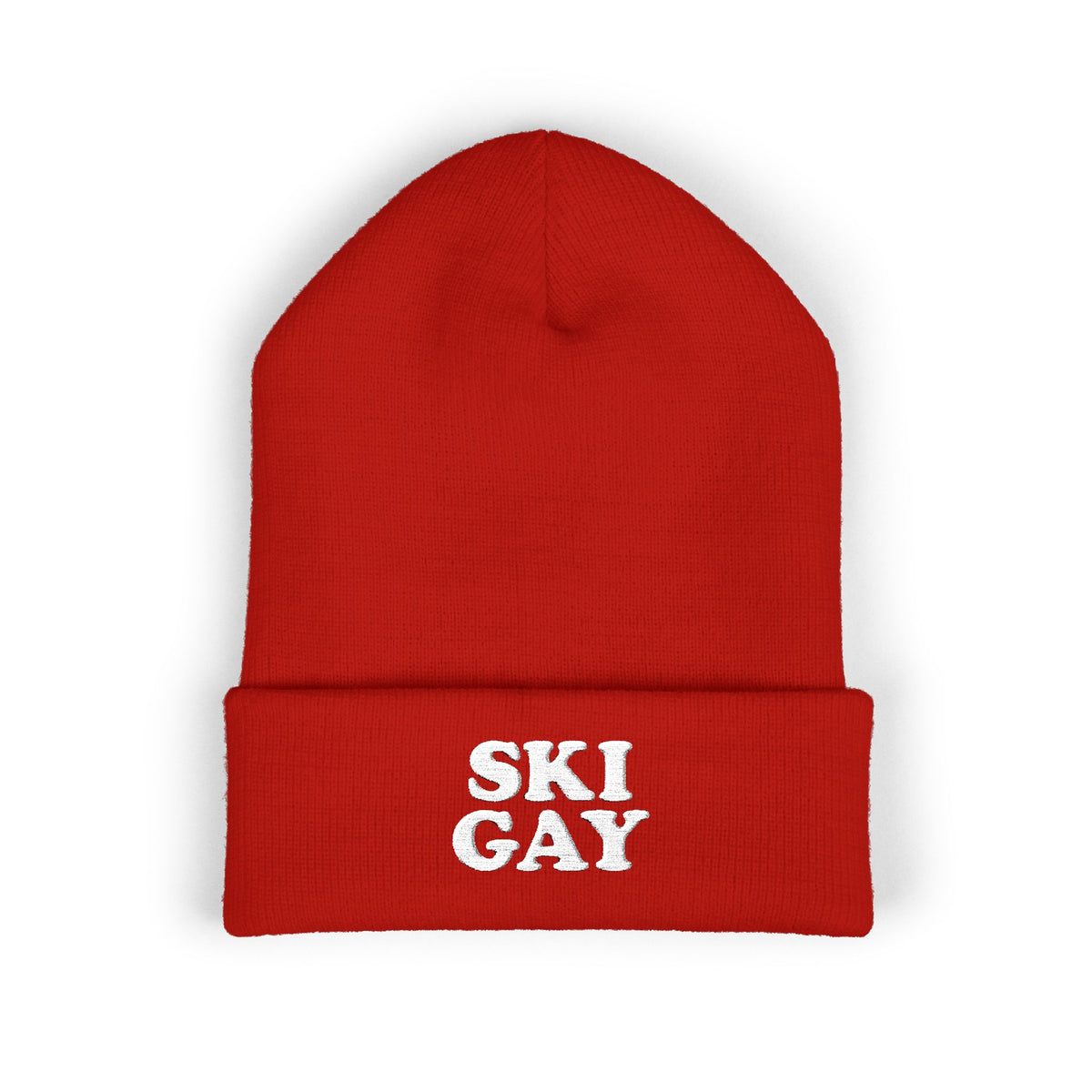 SKI GAY Knit Beanie - white deco