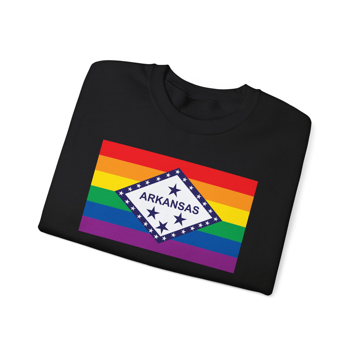 Arkansas Rainbow Pride Flag Unisex Crewneck Sweatshirt, White, Black or Light Pink