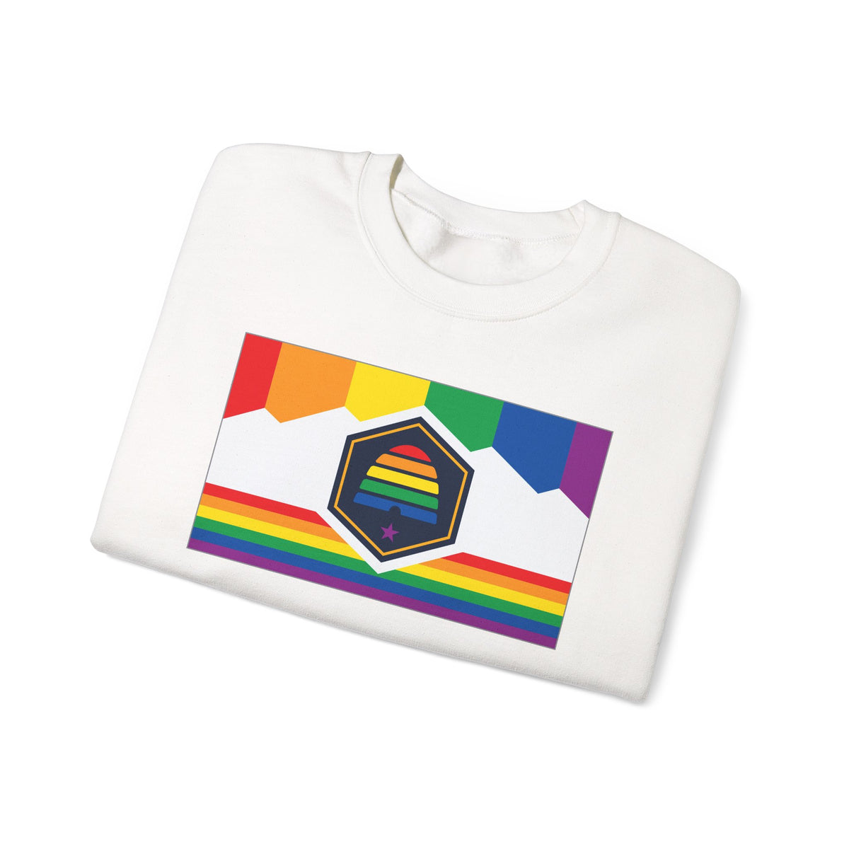 Utah Rainbow Pride Flag Unisex Crewneck Sweatshirt, White, Black or Light Pink