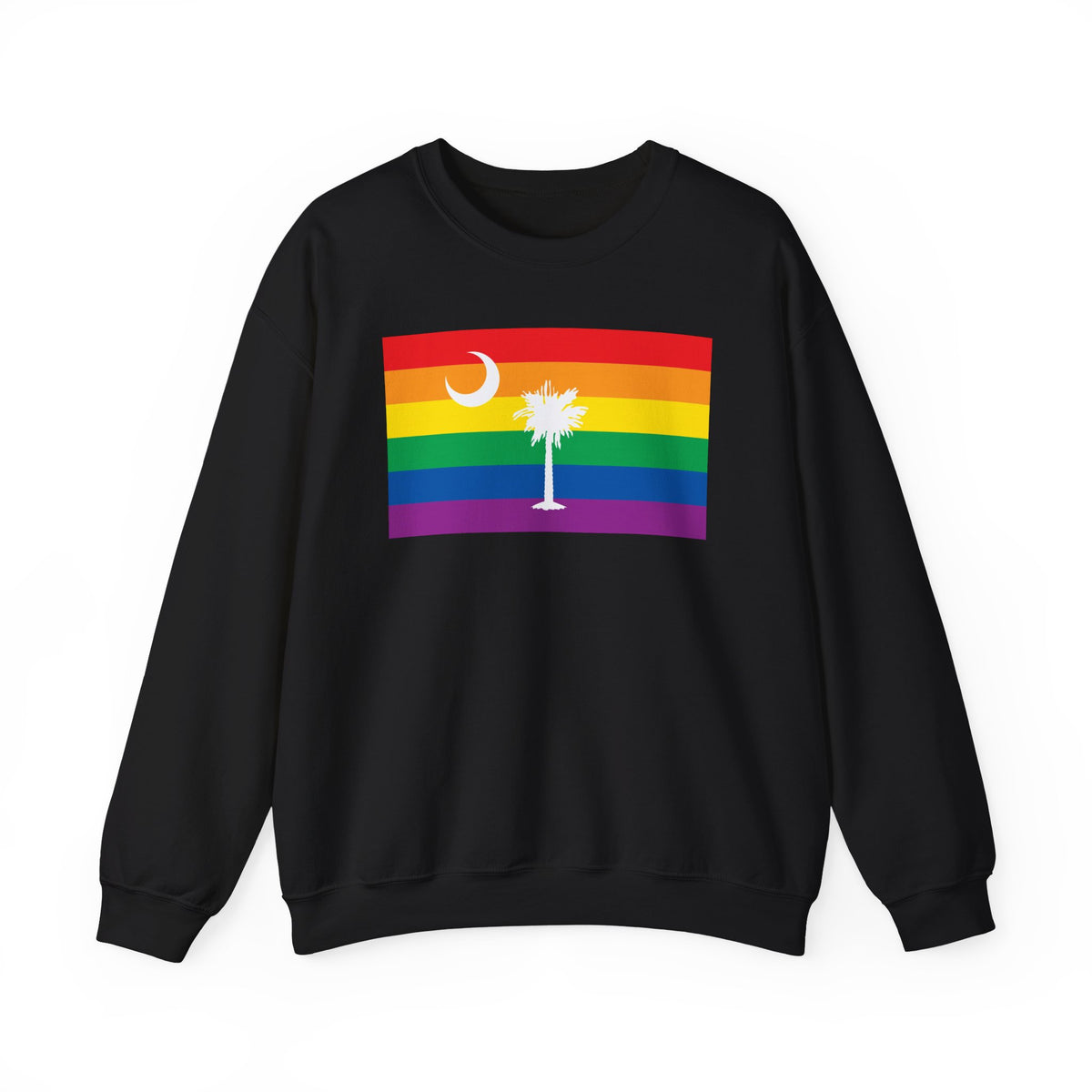 South Carolina Rainbow Pride Flag Unisex Crewneck Sweatshirt, White, Black or Light Pink
