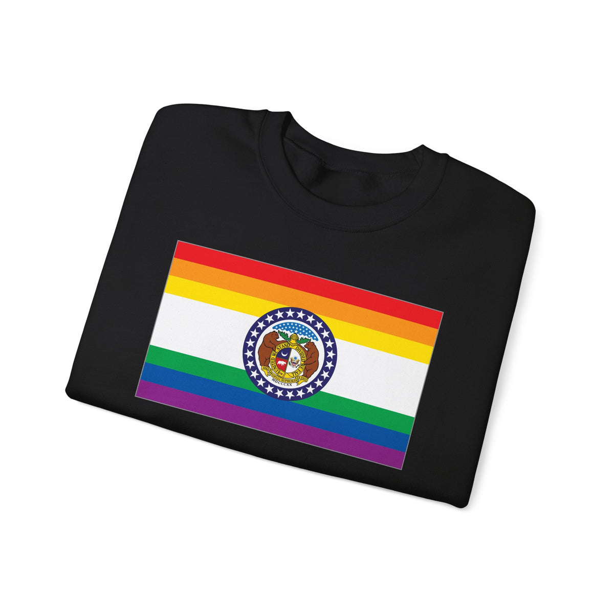 Missouri Rainbow Pride Flag Unisex Crewneck Sweatshirt, White, Black or Light Pink