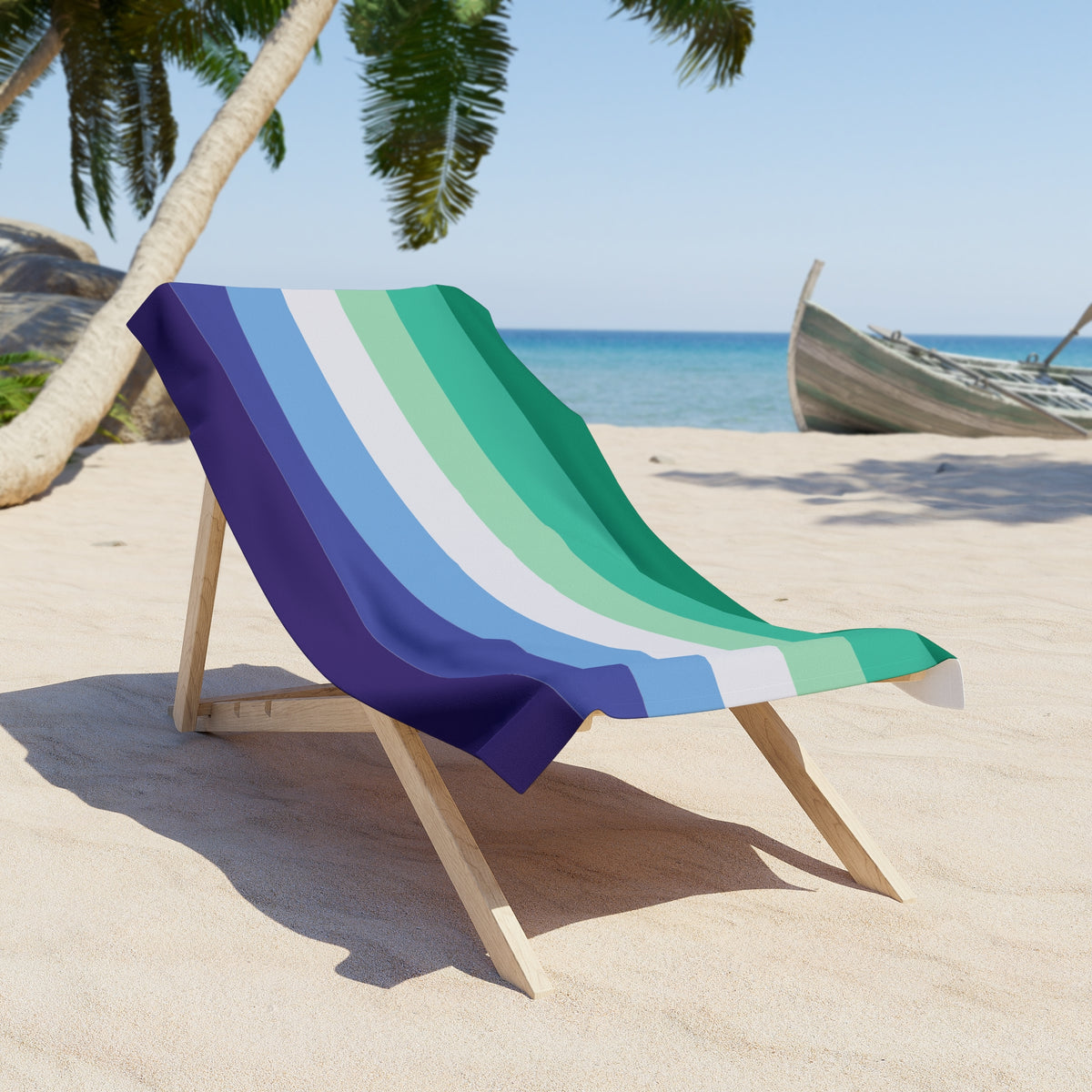 Trans-Inclusive Gay Men's Pride Flag Beach Towel - horizontal stripe deco