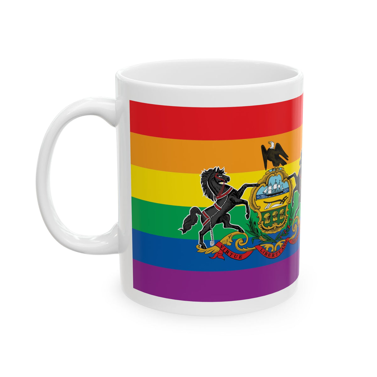 Pennsylvania Rainbow Pride Flag "UNITED" Ceramic Mug