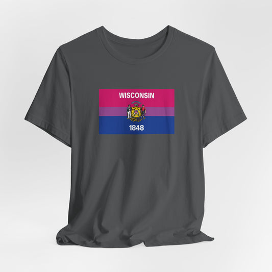 Wisconsin Bisexual Pride Flag T-shirt, Several Color Options