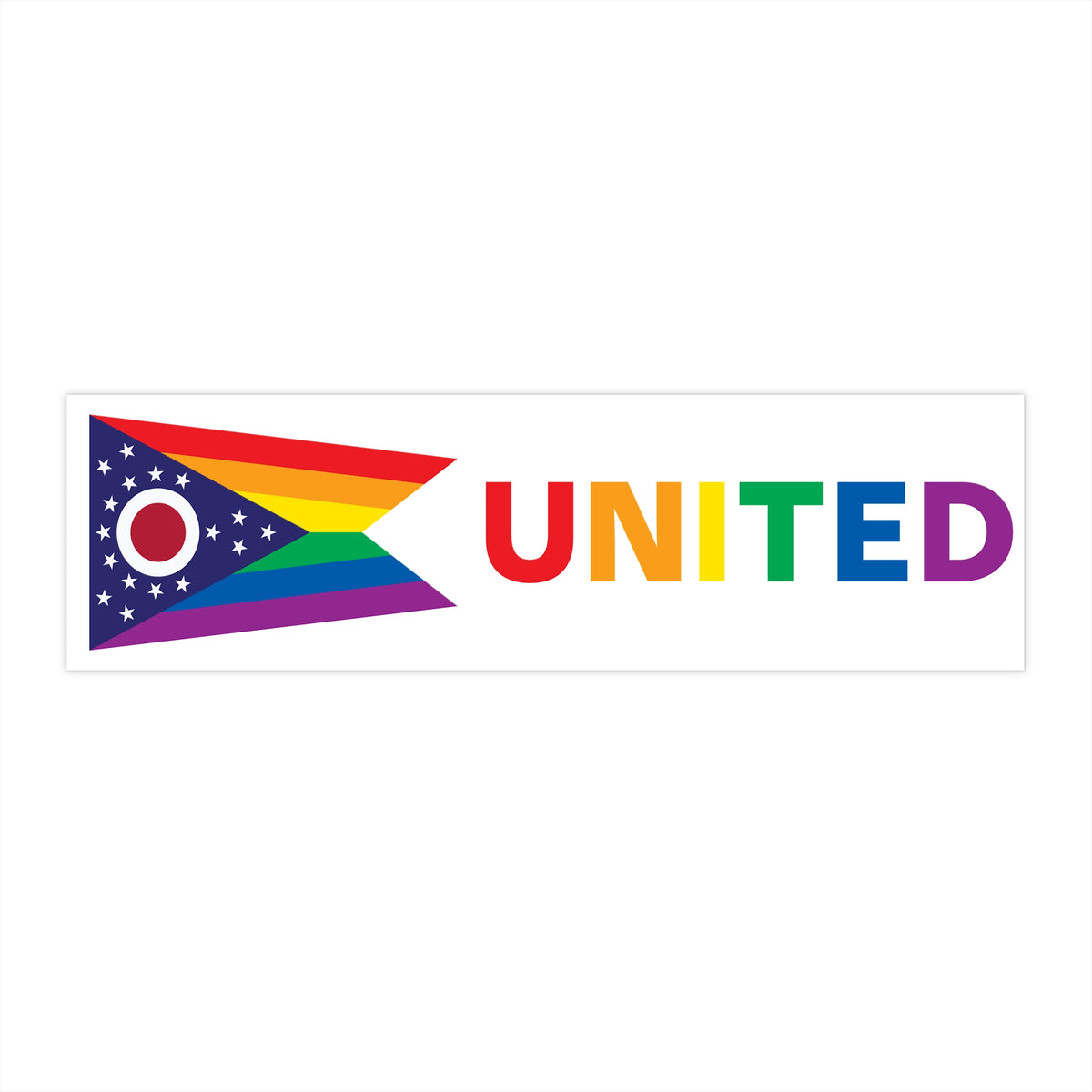 Ohio Rainbow Pride Flag "UNITED" Bumper Sticker