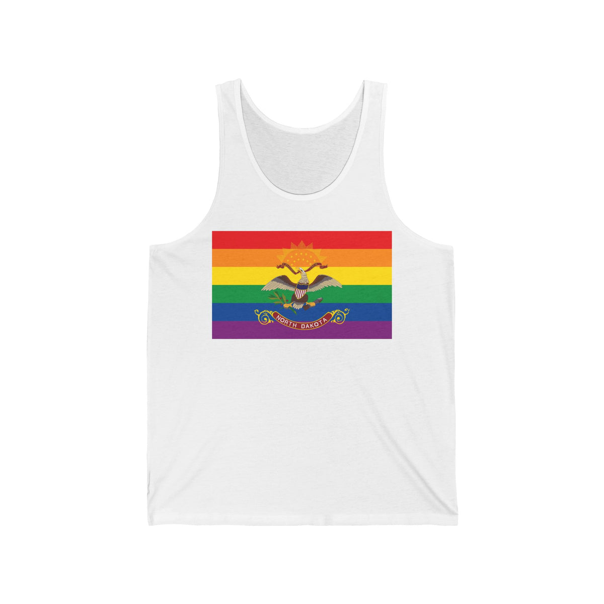 North Dakota Rainbow Pride Flag Jersey Tank