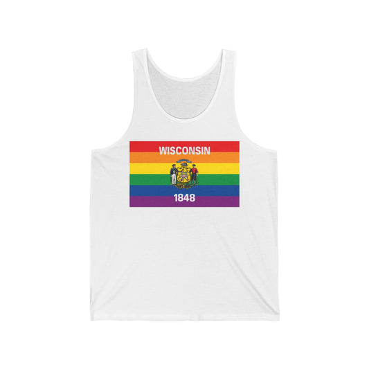 Wisconsin Rainbow Pride Flag Jersey Tank