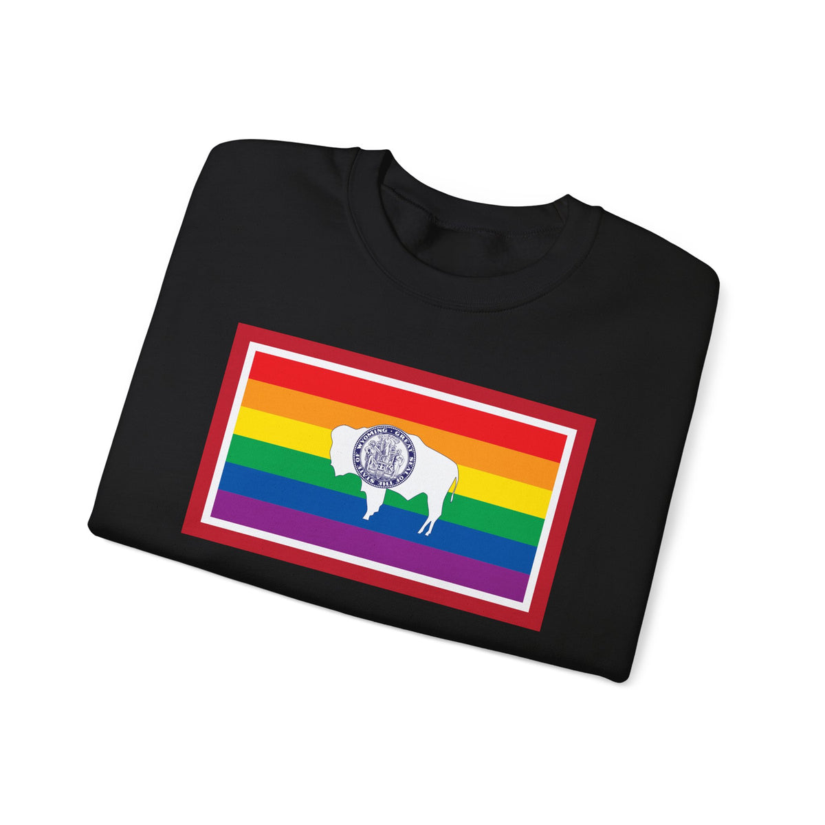 Wyoming Rainbow Pride Flag Unisex Crewneck Sweatshirt, White, Black or Light Pink