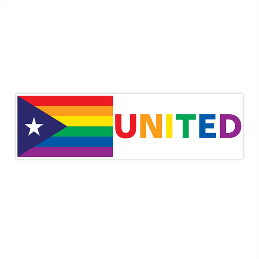 Puerto Rico Rainbow Pride Flag "UNITED" Bumper Sticker